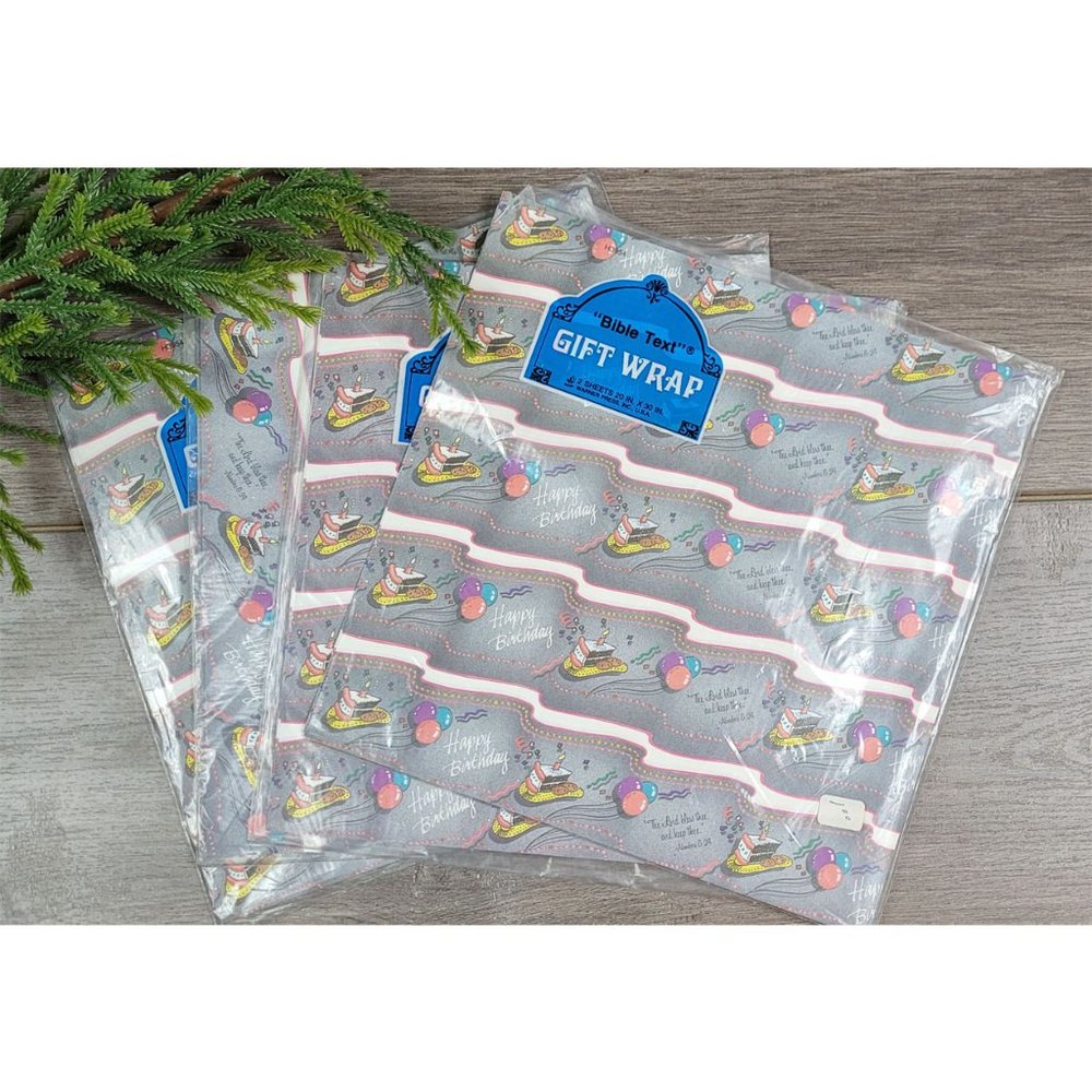 Vintage Bible Text Numbers 6:24 Gift Wrap Wrapping Paper 4 Packs NWT